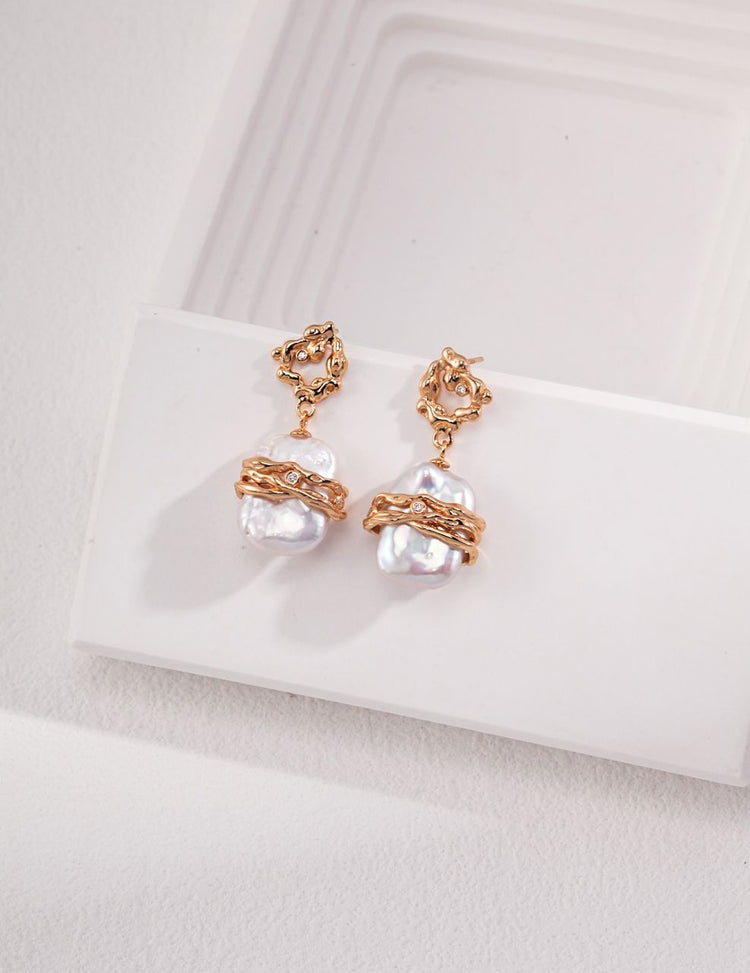 Baroque Pearl Drop Earrings |18K Gold Vermeil Earrings | Gift for Her ...